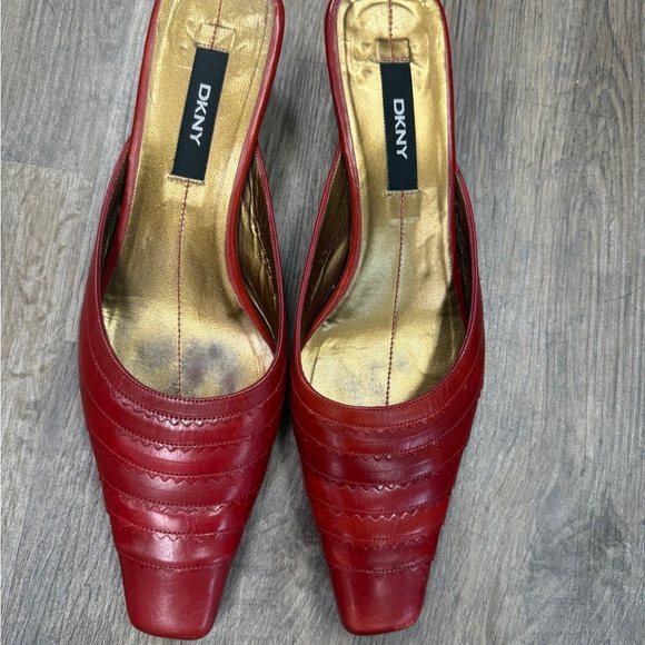Dkny Shoes - DKNY Red Mules Shoes Size 7.5